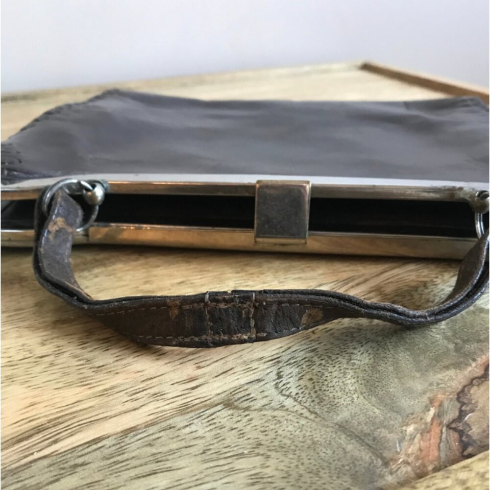 Antique Genuine 1920s Leather Handbag - Picture 4 of 8